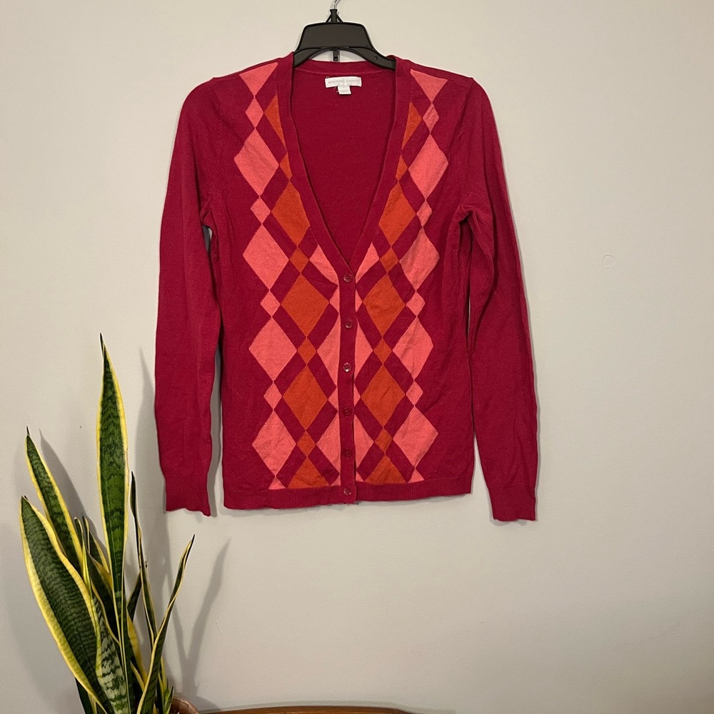 New York and Company Argyle Cardigan Sweater